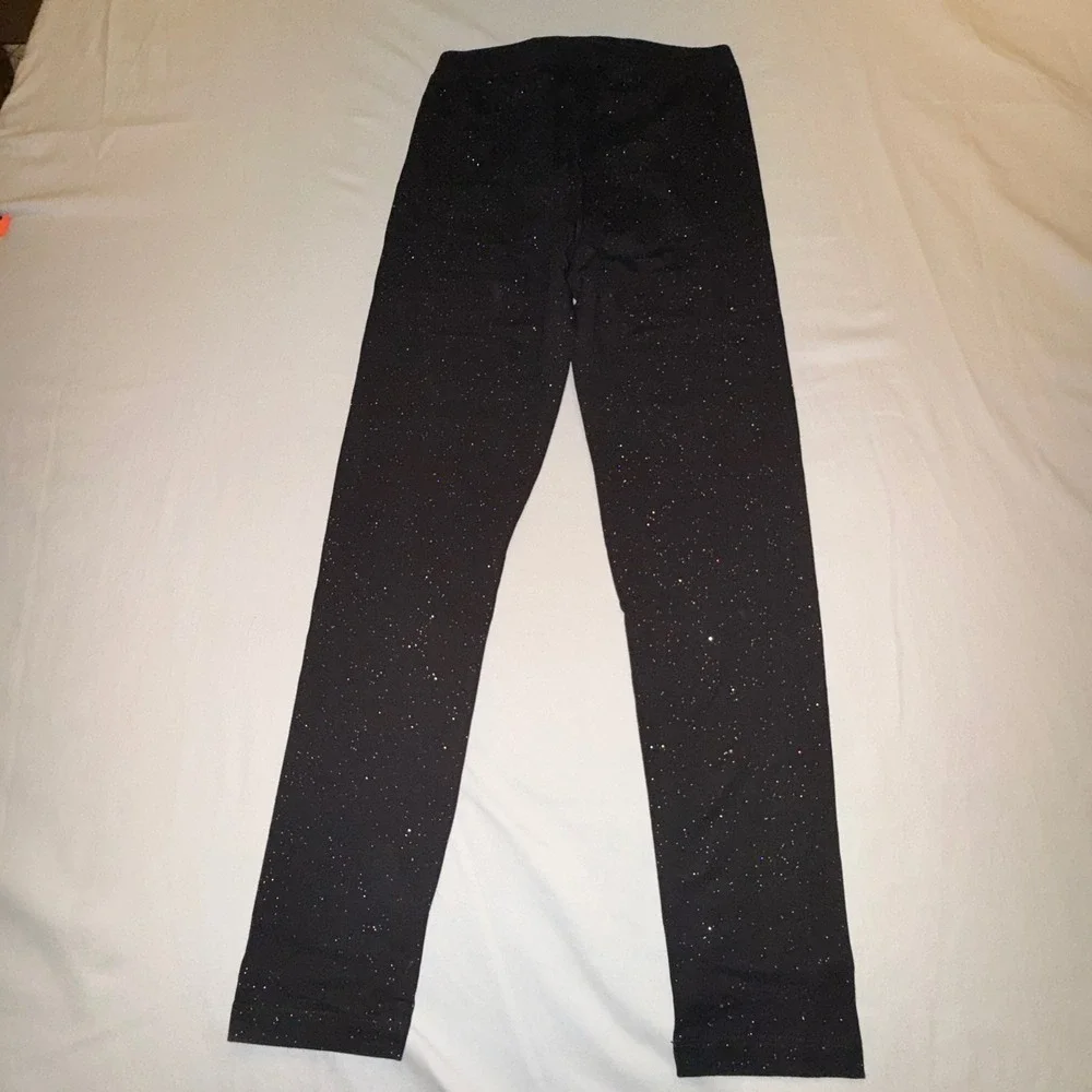 Cat & Jack Leggings Kids XL 14 Black NEW Glitter Sparkle Durable‎ Knee